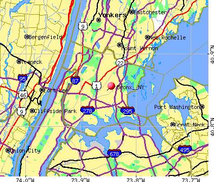 new york city map of boroughs. Map of The Bronx New York City