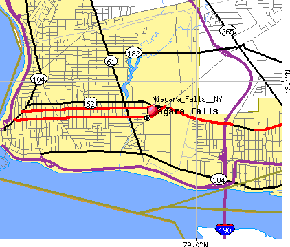 new york state map. Niagara Falls NY Street Map