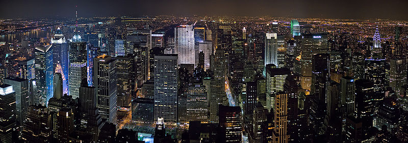 new york city skyline at night black and white. new york city at night black