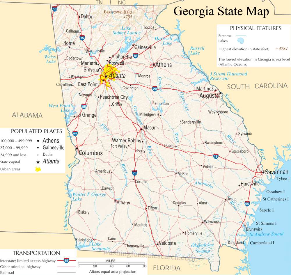 A large detailed map of Georgia State