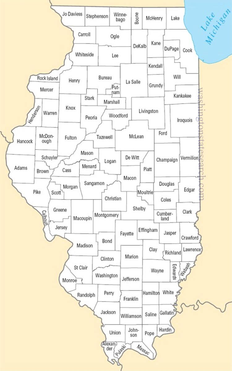 A large detailed Illinois State County Map