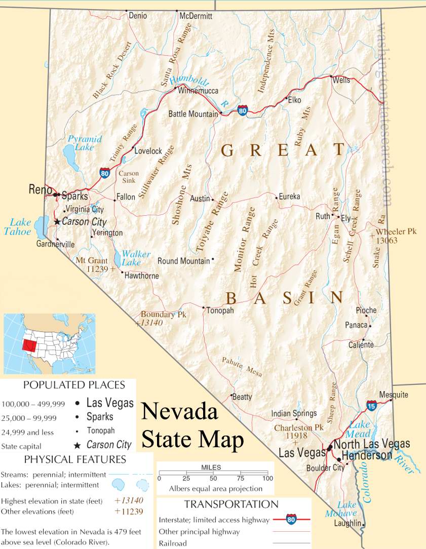 A large detailed map of Nevada State