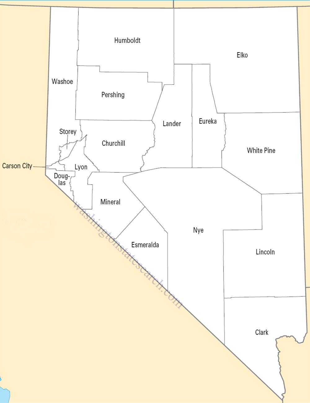 A large detailed Nevada State County Map