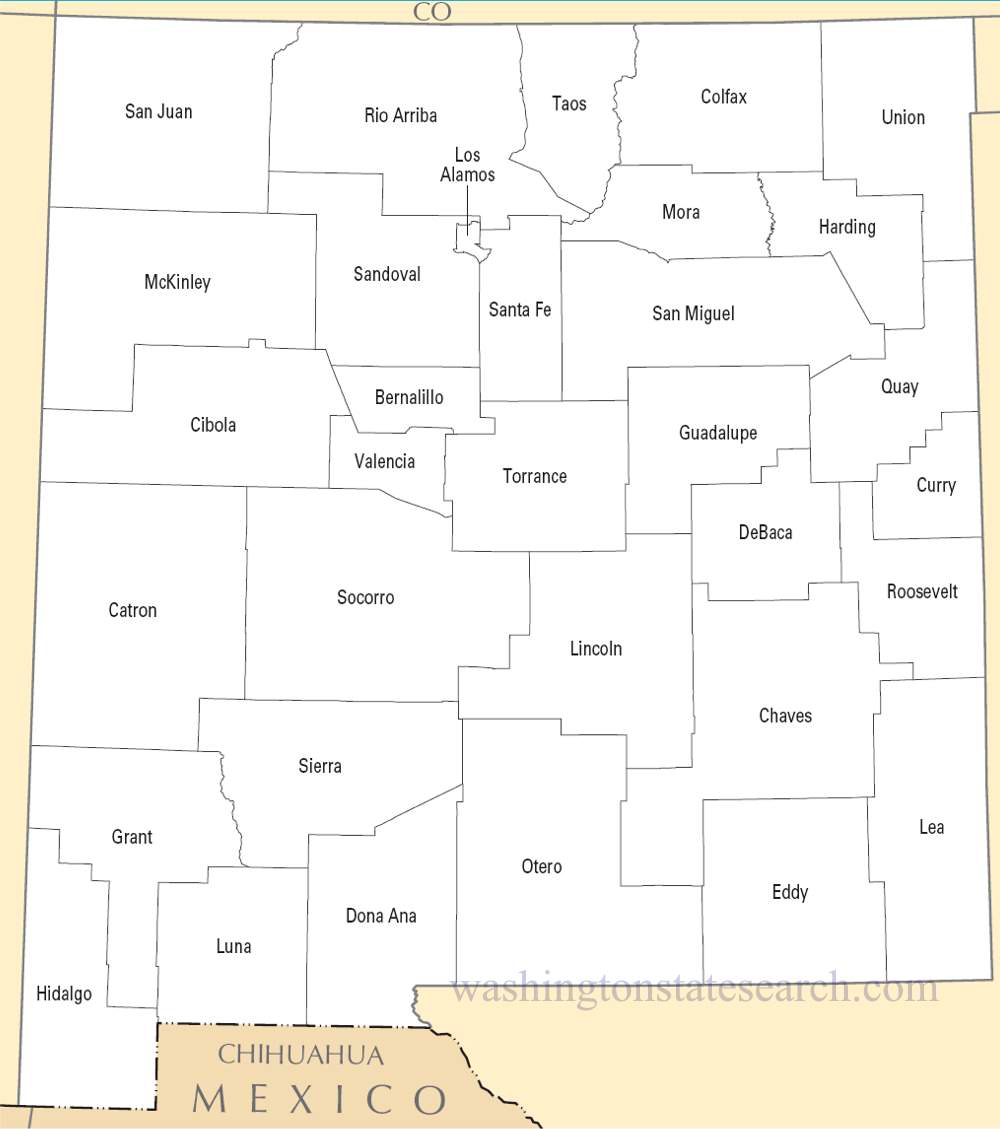 A large detailed New Mexico State County Map