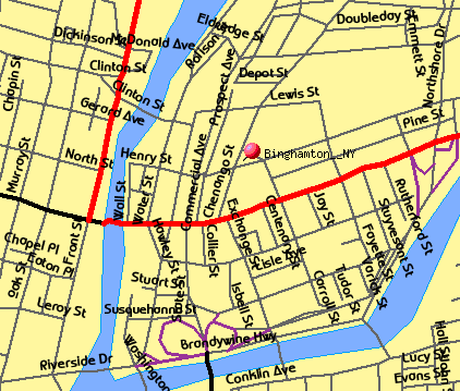 Binghamton NY Street Map - New York State NYS