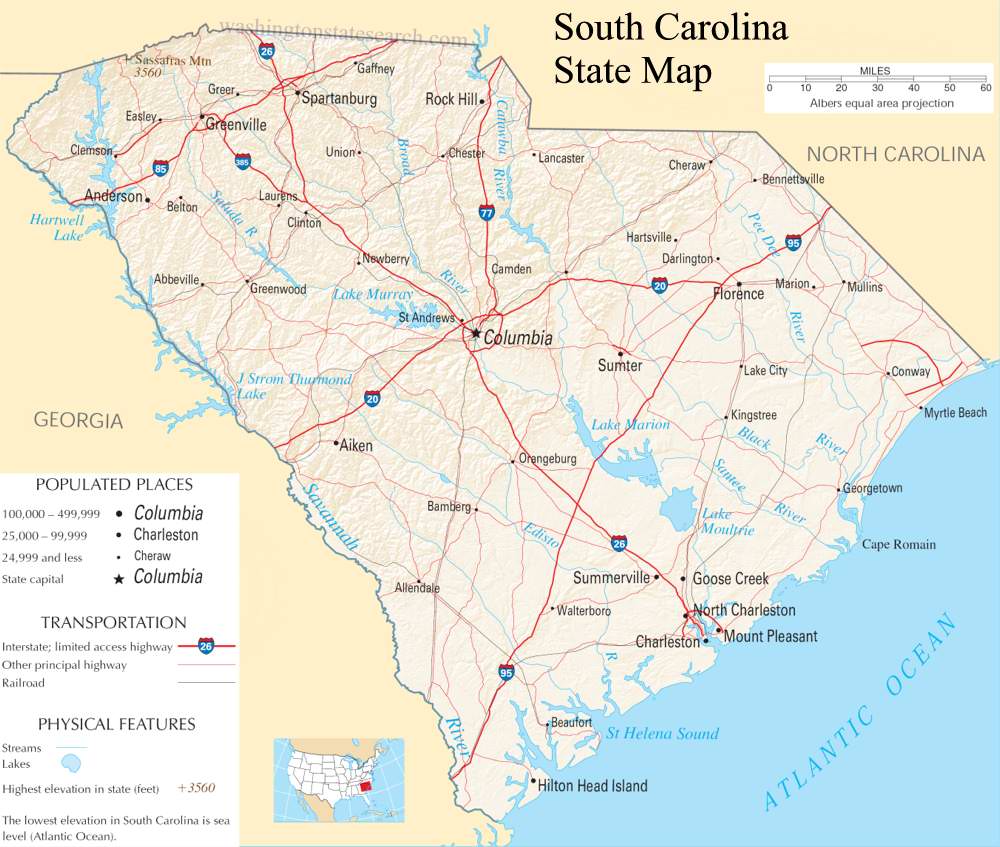 A large detailed map of South Carolina State.