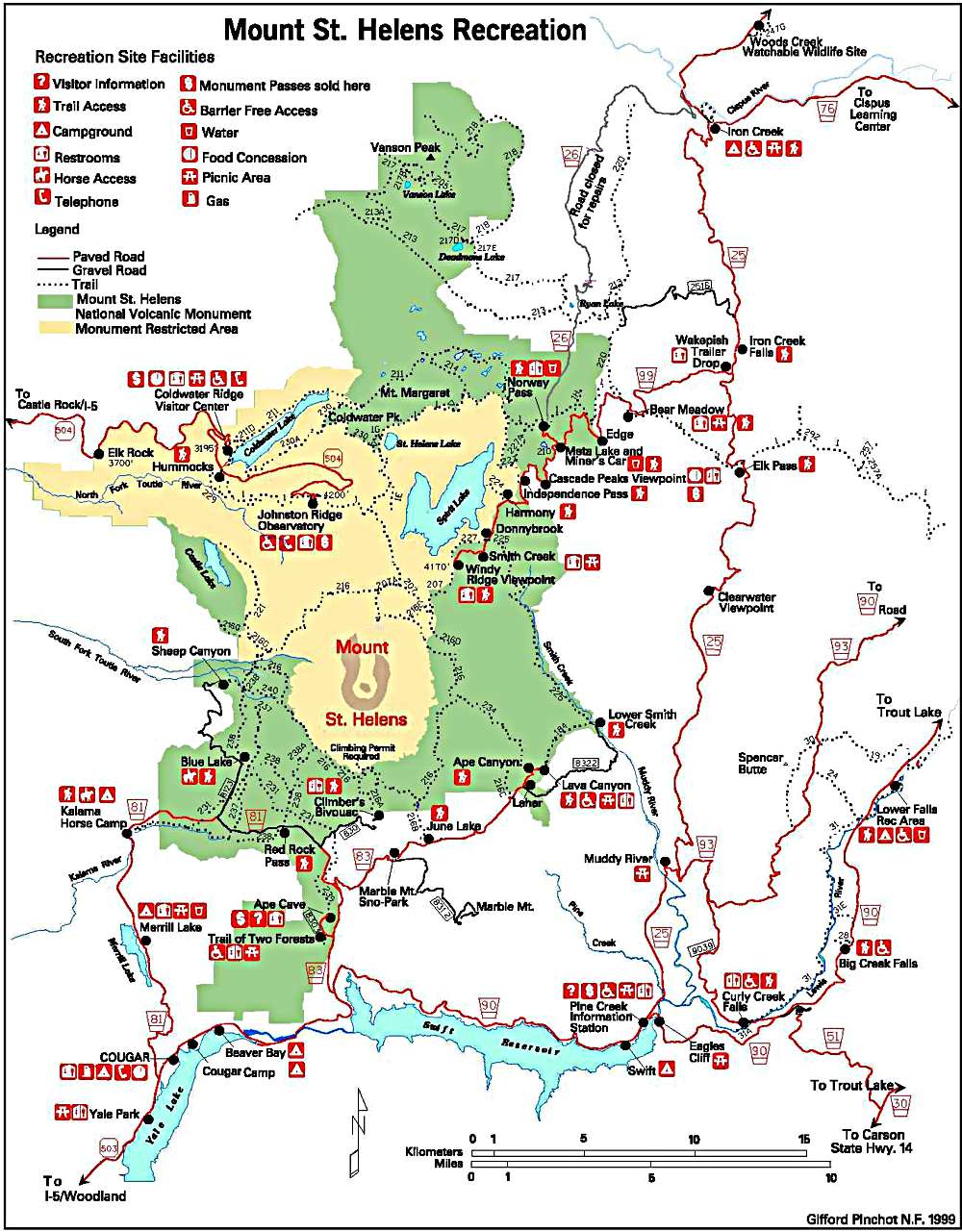 Mount St. Helens Recreation Map