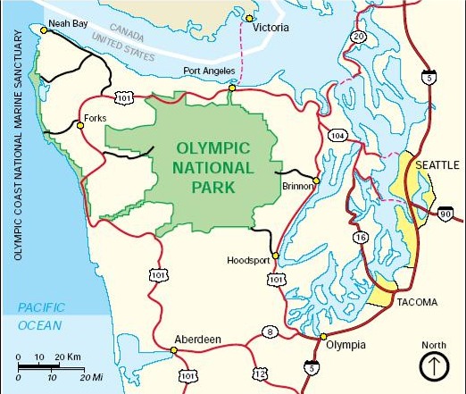 Olympic National Park Map - Washington State