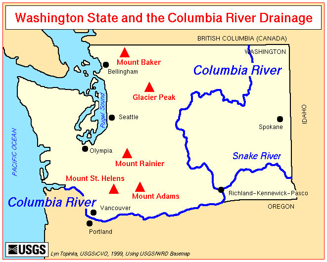 Washington State and the Columbia River Drainage Map