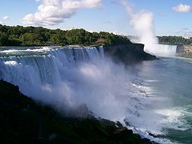 View of Niagara Falls from the official viewing deck.