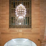 Beaux arts chandelier and shuttle passage, Grand Central Terminal New York City ny nyc