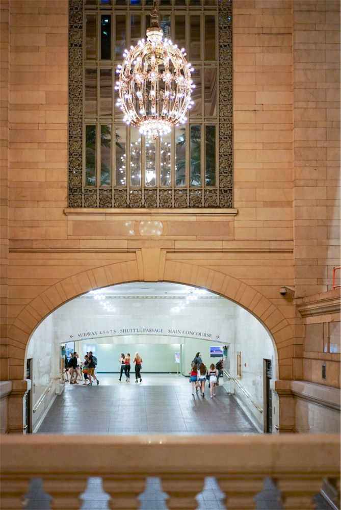 Beaux arts chandelier and shuttle passage, Grand Central Terminal New York City ny nyc