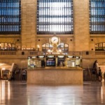 The four-sided clock and information kiosk in the main concourse of Grand Central Terminal, New York City ny nyc.