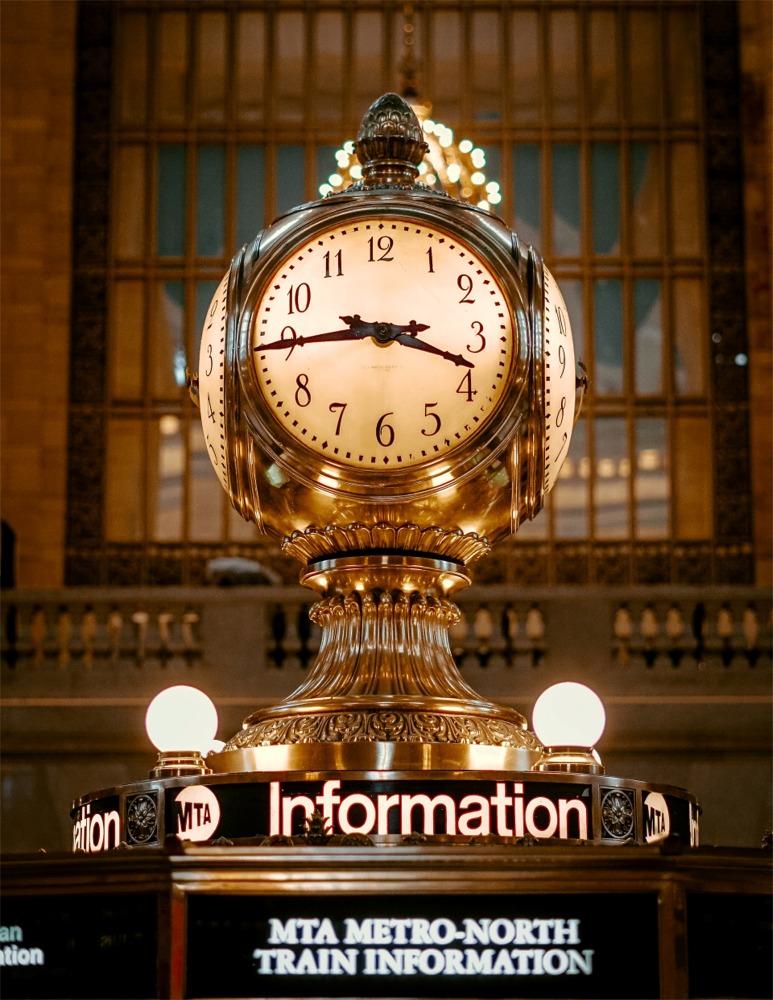 The four-sided clock in the main concourse of Grand Central Terminal, New York City ny nyc