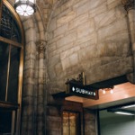 This photograph shows a lovely little nook with a subway sign at Grand Central Terminal New York city ny nyc