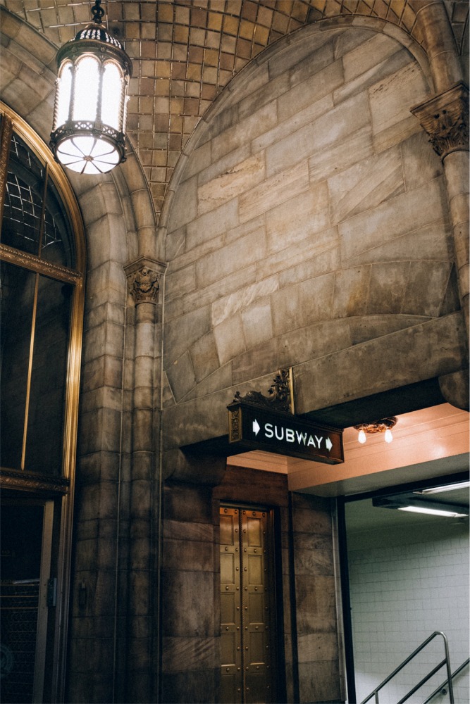 This photograph shows a lovely little nook with a subway sign at Grand Central Terminal New York city ny nyc