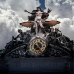 The statue Transportation or alternatively The Glory of Commerce and the Tiffany Clock that adorns the top of Grand Central Terminal, New York City ny nyc