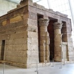 This photograph shows a close up view of the Temple of Dendur at the Metropolitan Museum of Art in New York.