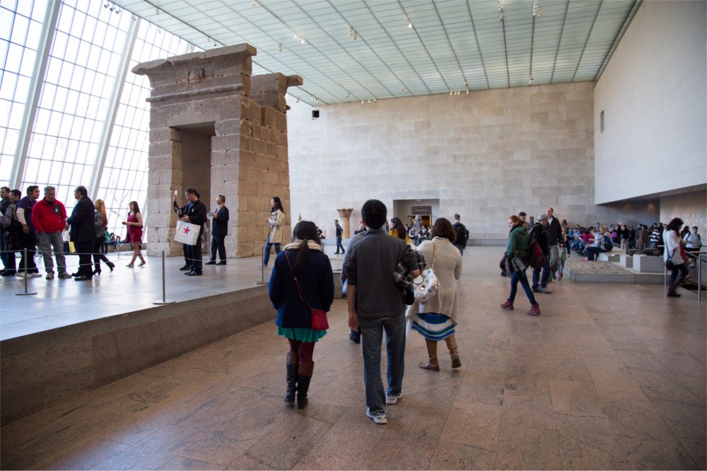 This photograph shows part of the Temple of Dendur complex at the Metropolitan Museum of Art in New York.
