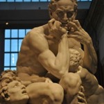 This photograph shows a close-up view of Ugolino and His Sons in the European Sculpture Court at the Metropolitan Museum of Art in New York City.