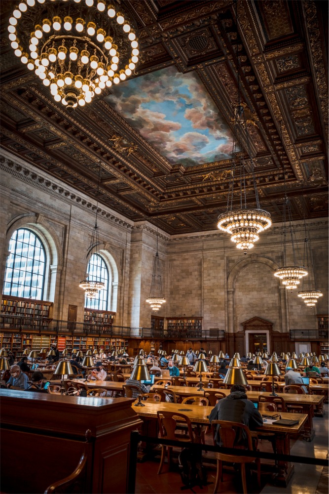 New York Public Library main branch's Deborah, Jonathan F. P., Samuel Priest, and Adam R. Rose Main Reading Room, officially Room 315 and commonly known as the Rose Main Reading Room.