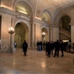 Astor Hall Photograph - New York Public Library main branch. The image also shows the elaborate Beaux-Arts features used in the library's design and construction.
