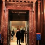 This photograph shows the entrance to the Edna Barnes Salomon Room from the McGraw Rotunda at the New York Public Library main branch.