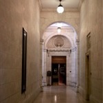 Photograph of a hallway in the New York Public Library main branch.
