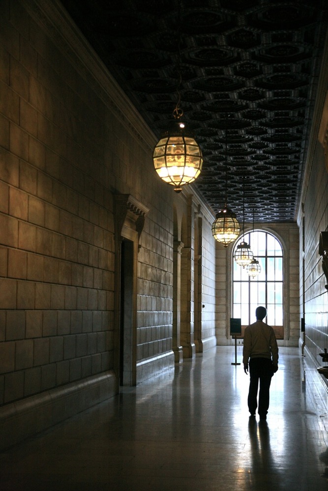 A hallway leading to the Lionel Pincus and Princess Firyal Map Division in the New York Public Library main branch 5th Avenue.