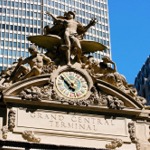 The Glory of Commerce Statue and the Tiffany Clock atop Grand Central Terminal, New York