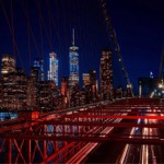 The Brooklyn Bridge Deck at night, New York.