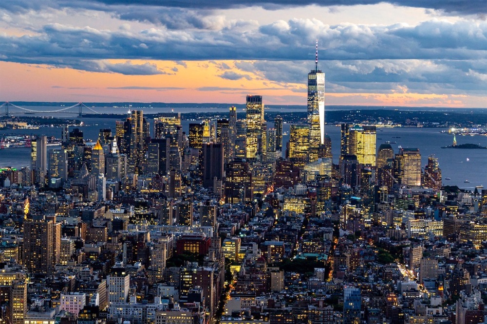 Manhattan Cityscape at Twilight, New York.