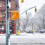 Snowing in Winter in New York.