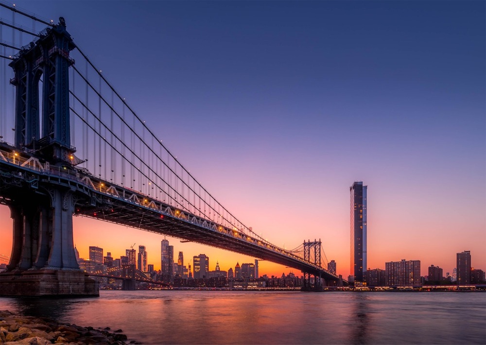 Manhattan Bridge Sunset, New York.