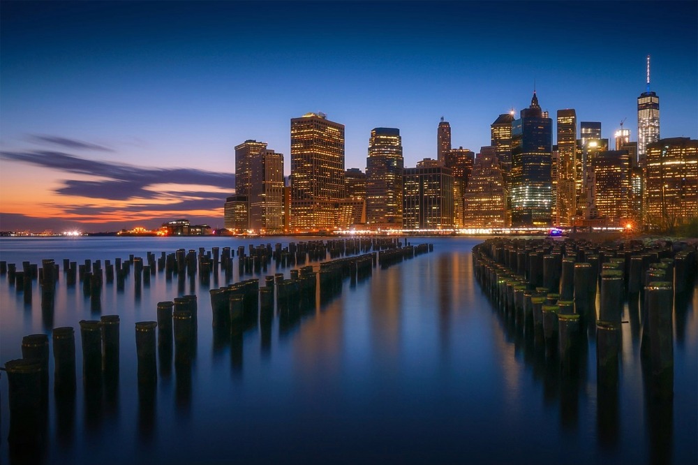 Lower Manhattan Skyline from Brooklyn Bridge Park.