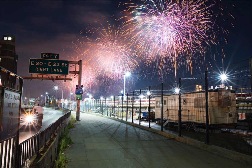 Fireworks from John V. Lindsay East River Park.