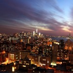 Manhattan Cityscape at Sunset, New York City.