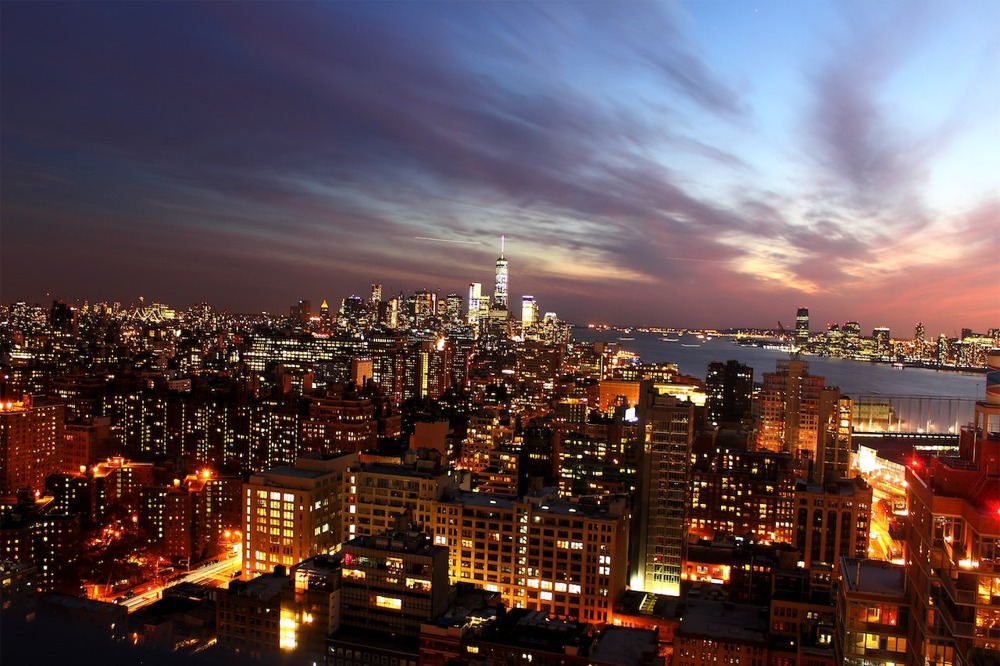 Manhattan Cityscape at Sunset, New York City.