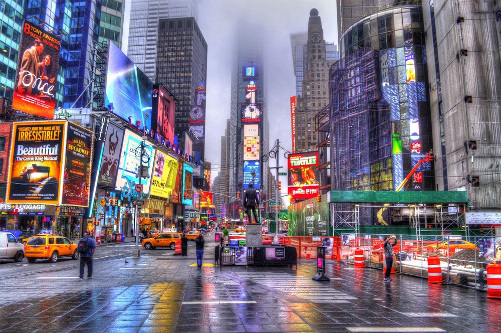 Cloudy Times Square, Manhattan, NYC.