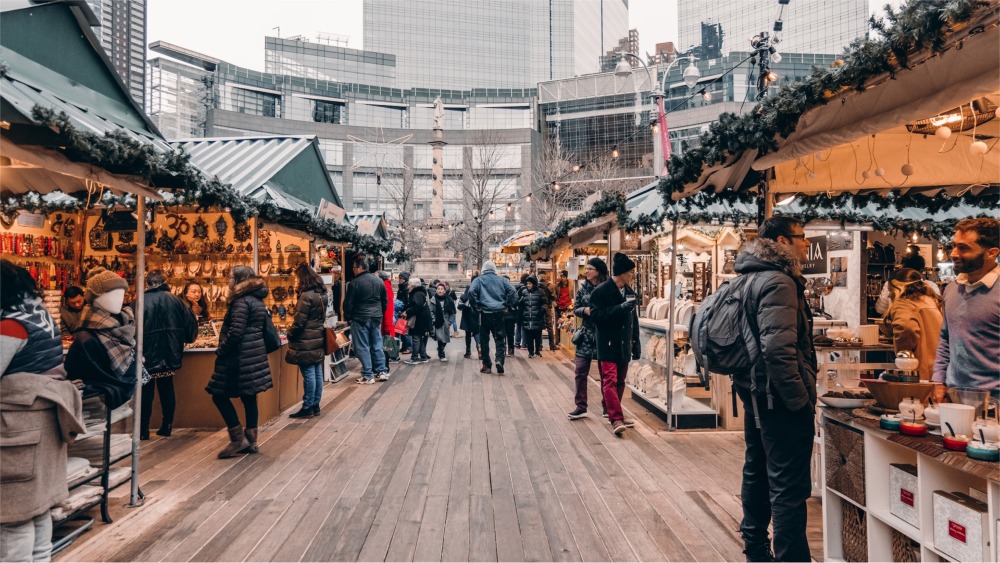 Christmas Market at Columbus Circle, New York.